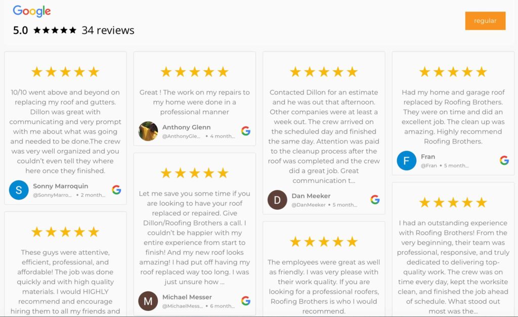 Roofing Brothers team celebrating 5-star reviews for roof replacement in Clemmons NC